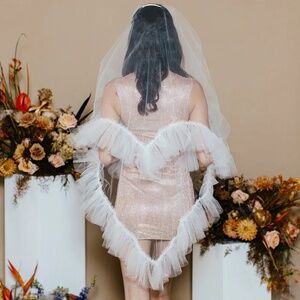 Heart-Shaped Madison Chamberlain White Tulle Veil